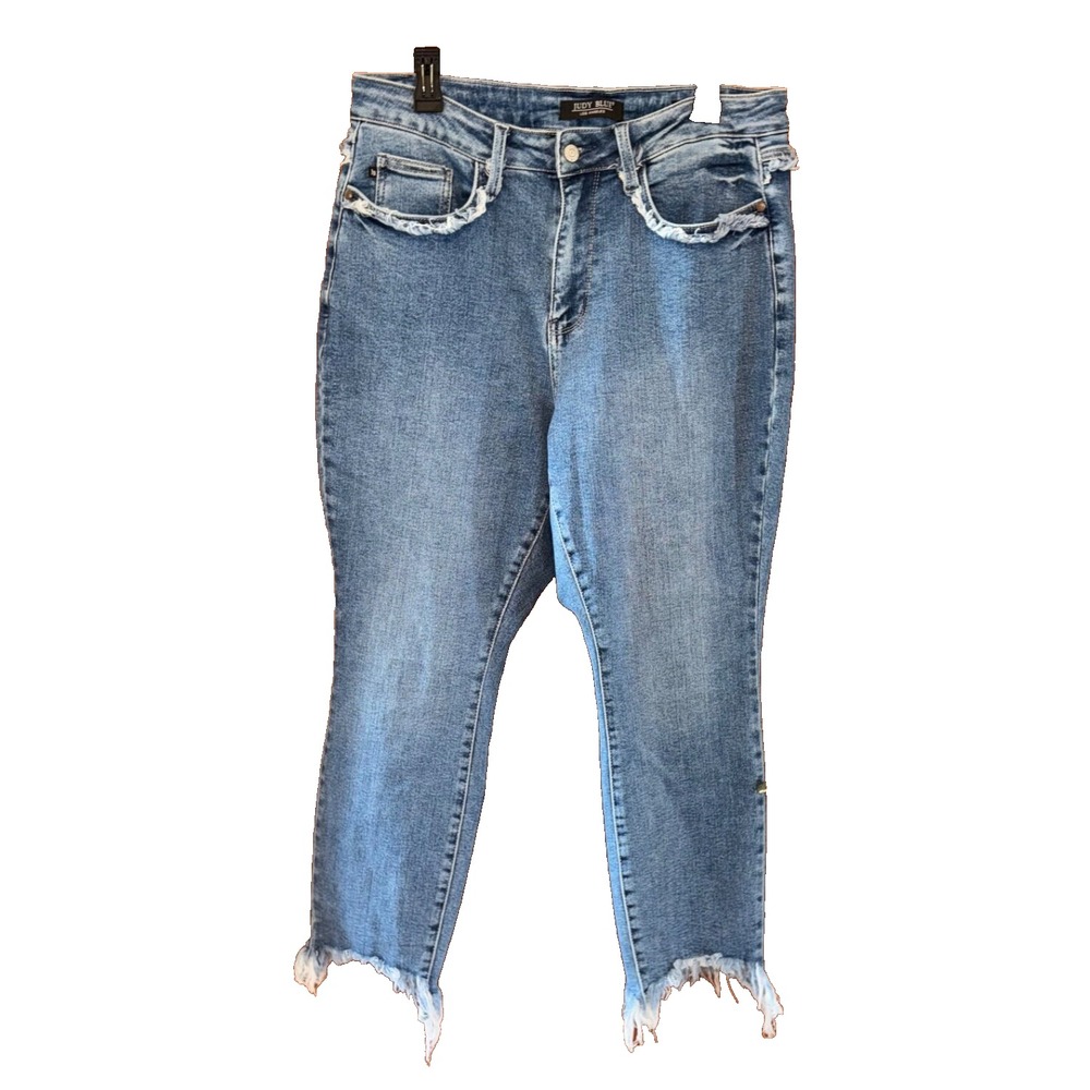 Judy Blue Jeans Women 14W Maryville High Rise Fray Distressed Denim urban style